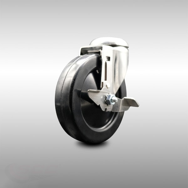 5 Inch 316SS Soft Rubber Wheel Swivel Bolt Hole Caster with Brake